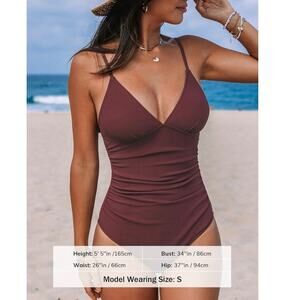 CUPSHE NWT Women's One Piece Swimsuit Tummy Control Spaghetti Cutout Back Kont S